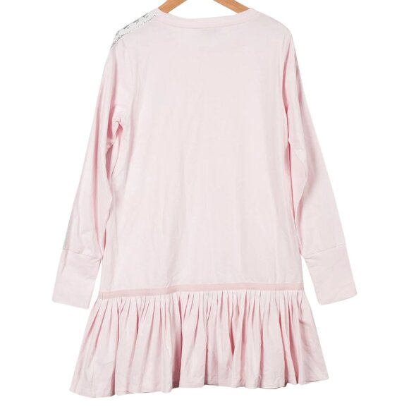 Moncler Girls' Solid Long Sleeve Pink Cotton Dress Size 12 - Picture 2 of 8
